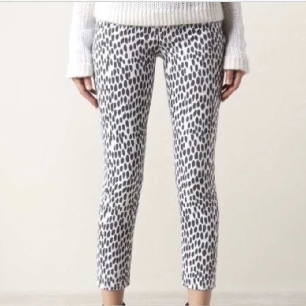 MOTHER the looker cheetah crop jeans black & white animal print mob wife sz 25”